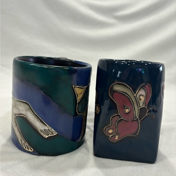 Vintage Mexican stoneware pottery mugs signed and designed by Mara - Picture 4 of 13